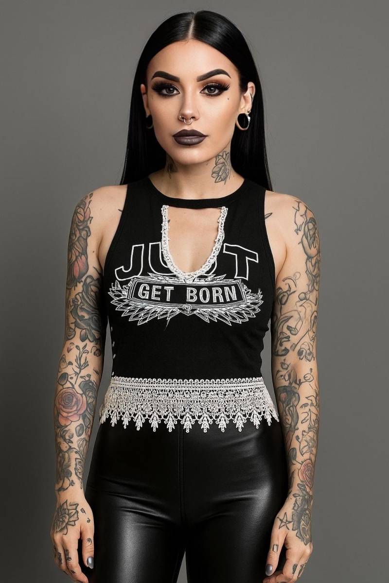 Jets T-Shirt Rekonstruiertes Vintage Benutzerdefinierte Angepasst Lf Inspiriert Punk Rock Kleidung Spitzenbesatz Band Shirt Schwarz-Weiß-Korsett von DismayeD