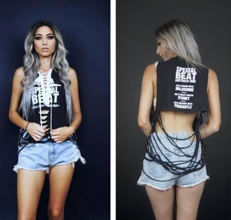 Zerstörtes T-Shirt Rekonstruiertes Benutzerdefiniertes Angepasst Lf Inspiriert Punkrock-Kleidung Spezielles Beat Band-Shirt von DismayeD