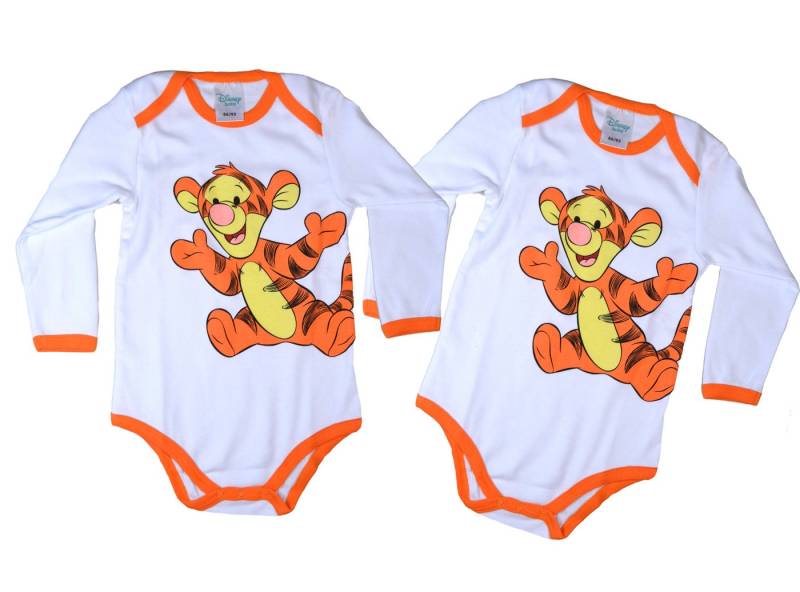 Disney Baby Langarmbody Winnie Pooh Baby Body Tigger I-Aah lustiger Babybody Langarm Baumwolle (2-tlg) mit süßen Motiv Applikationen von Disney Baby