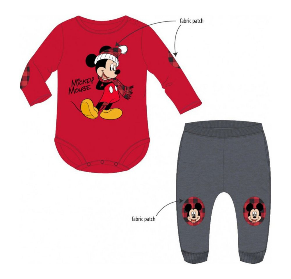 Disney Baby Shirt & Hose Baby Set Langarm- Body mit Hose, Mickey Mouse Motiv, Rot (Set, 2-tlg) von Disney Baby