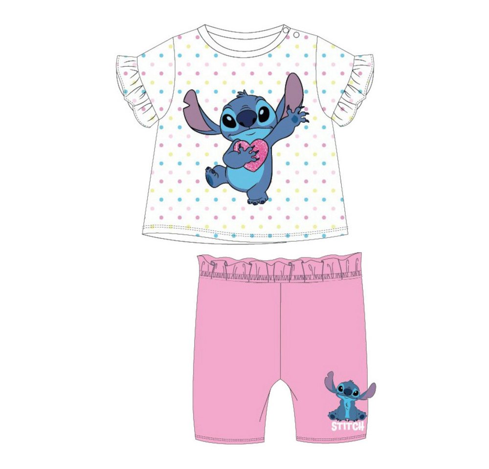Disney Baby Shirt & Hose Stitch Mein Herz" Baby-Bekleidungsset in Weiß und Rosa, kurz, Gr. (Set, 2-tlg)" von Disney Baby