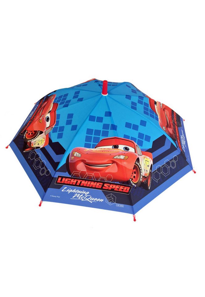 Disney Cars Stockregenschirm Kinder Regenschirm blau mit Lightning McQueen Motiv 65 cm, windfest von Disney Cars