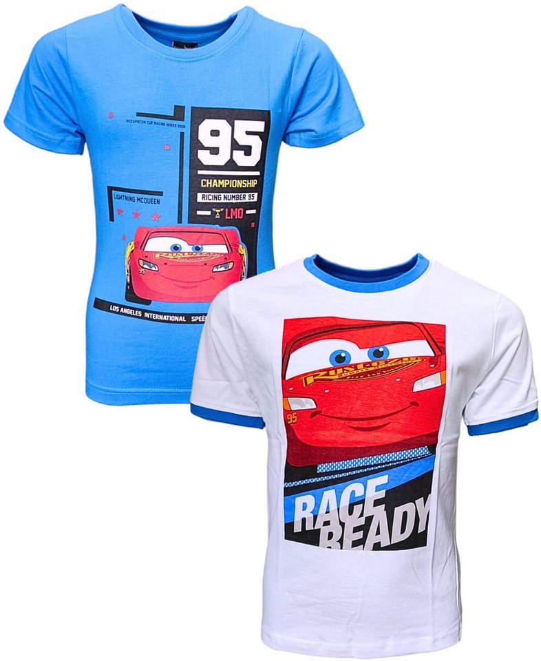 Disney Cars T-Shirt Lightning McQueen (2-tlg) 2er Pack Kurzarmshirt aus Baumwolle Gr. 98 - 128 cm von Disney Cars