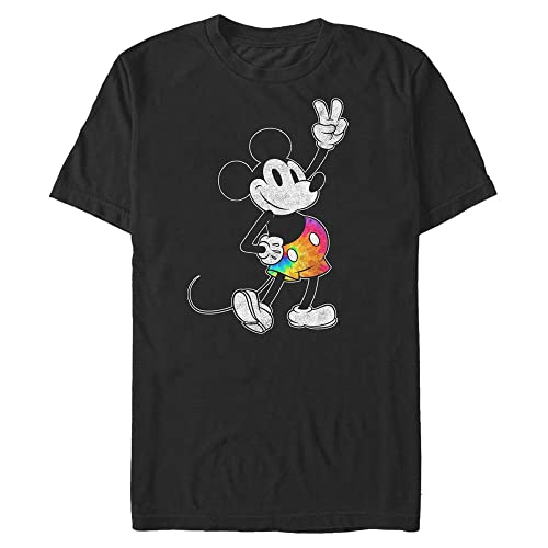 Disney Classics Unisex Classic-Tie Dye Mickey Stroked Organic Short Sleeve T-Shirt, Black, XXL von Disney Classics