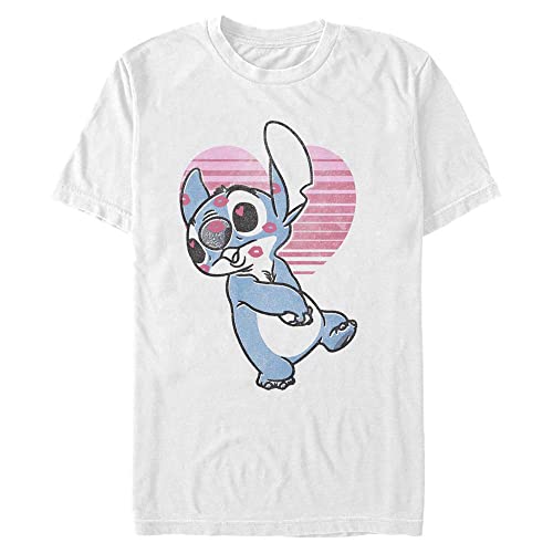 Disney Classics Unisex Lilo & Stitch-Kissy Faced Organic Short Sleeve T-Shirt, White, XL von Disney Classics
