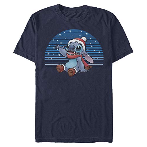 Disney Classics Unisex Lilo & Stitch-Snowing Stitch Organic Short Sleeve T-Shirt, Navy Blue, L von Disney Classics