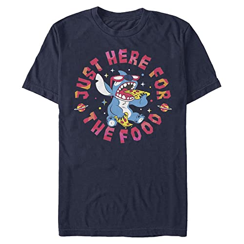 Disney Classics Unisex Lilo & Stitch-Stitch Pizza Organic Short Sleeve T-Shirt, Navy Blue, M von Disney Classics