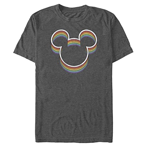 Disney Classics Unisex Mickey Classic-Rainbow Ears Organic Short Sleeve T-Shirt, Melange Black, S von Disney Classics