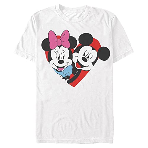 Disney Classics Unisex Mouse-Mickey Minnie Heart Organic Short Sleeve T-Shirt, White, XL von Disney Classics