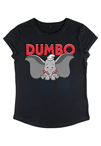 Disney Damen Dumbo Dumbo Is Dumbo Women's Organic Rolled Sleeve T-shirt, Schwarz, XL von Disney Classics