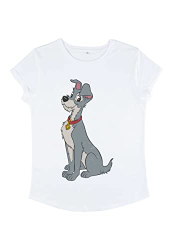 Disney Damen Lady & The Tramp Tramp Vintage Women's Organic Rolled Sleeve T-shirt, Weiß, M von Disney Classics