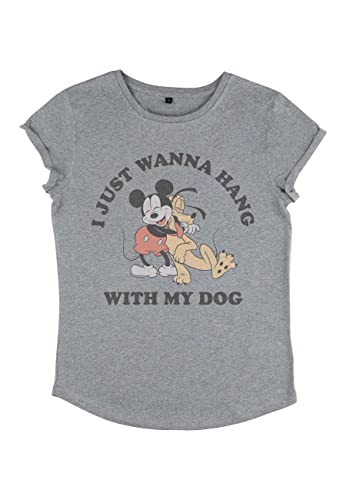 Disney Mickey Classic - Mickey Dog Fill Lover Women's Rolled-sleeve Melange grey S von Disney