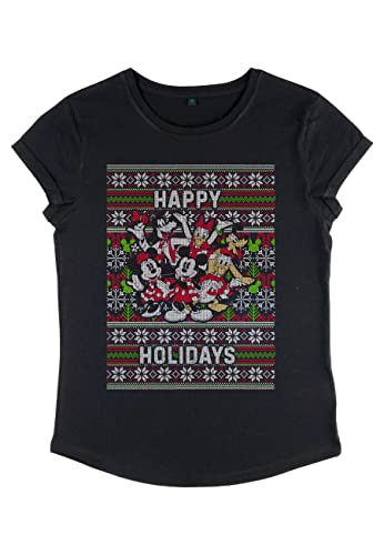 Disney Damen Mickey Classic Mickey Six Sweater Women's Organic Rolled Sleeve T-shirt, Schwarz, L von Disney Classics