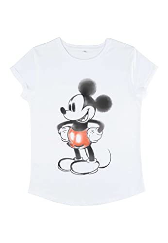 Disney Mickey Classic - MICKEY WATERY Women's Rolled-sleeve White M von Disney