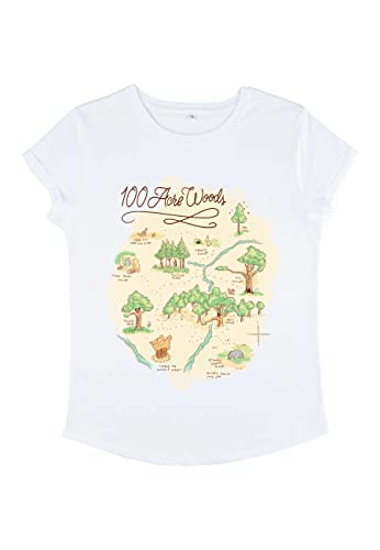 Disney Damen Winnie The Pooh Acre Map Women's Organic Rolled Sleeve T-shirt, Weiß, M von Disney Classics
