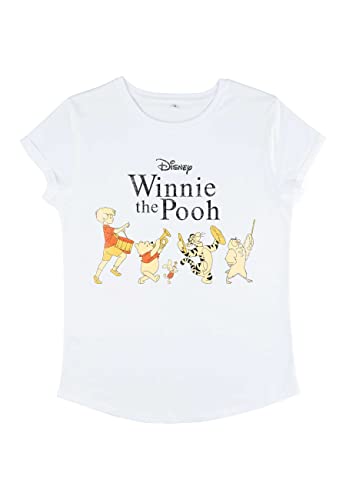Disney Damen Winnie The Pooh Pooh Parade Women's Organic Rolled Sleeve T-shirt, Weiß, M von Disney Classics