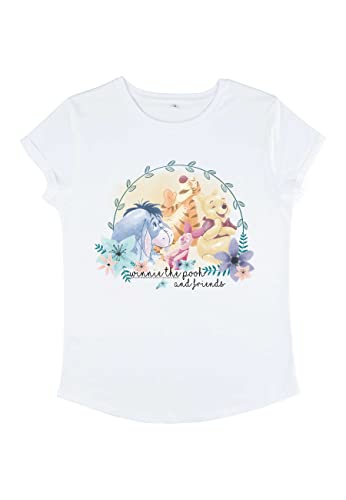 Disney Damen Winnie The Pooh Winnie And Friends Women's Organic Rolled Sleeve T-shirt, Weiß, S von Disney Classics