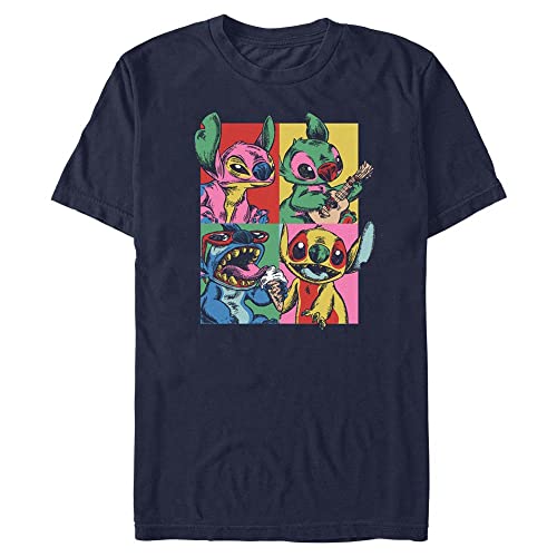 Disney Unisex Lilo & Stitch Grunge Stitch Organic Short Sleeve T-shirt T-Shirt, Navy Blue, S von Disney