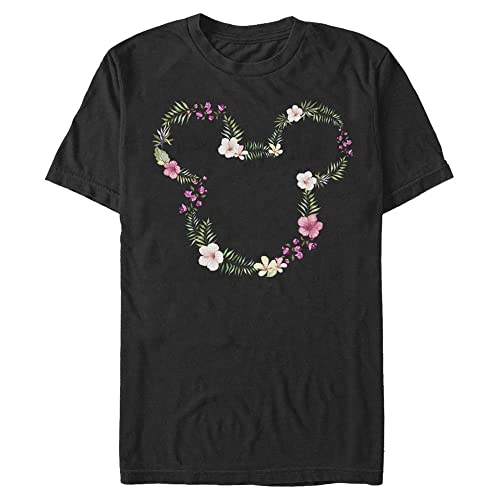 Disney Unisex Mickey Classic Floral Mickey Organic Short Sleeve T-shirt, Schwarz, XXL von Disney Classics