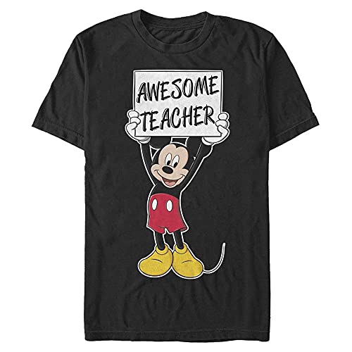 Disney Unisex Mickey Classic Mickey Awesome Teacher Organic Short Sleeve T-shirt, Schwarz, L von Disney Classics