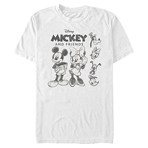 Disney Unisex Mickey Classic Mickey Freinds Sketch Organic Short Sleeve T-shirt, Weiß, M von Disney Classics