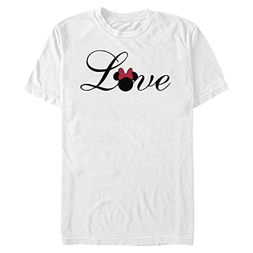 Disney Unisex Mickey Classic Minnie Love Script Organic Short Sleeve T-shirt, Weiß, XL von Disney Classics