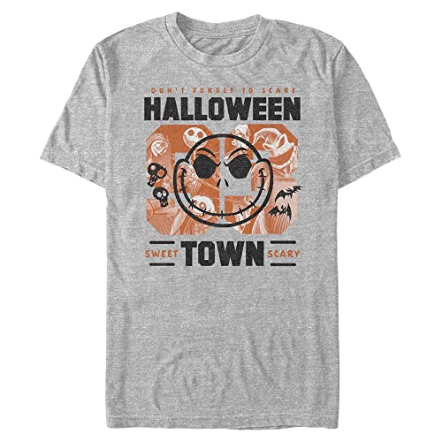 Disney Unisex Nightmare Before Christmas Halloweentown College Organic Short Sleeve T-shirt, Melange Grau, XXL von Disney Classics