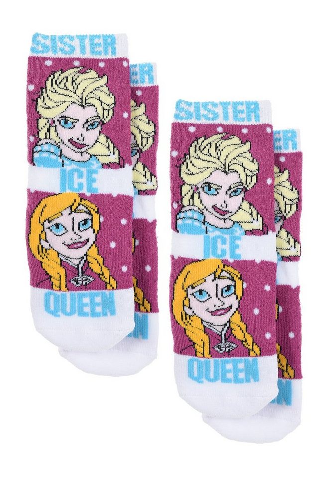 Disney Frozen ABS-Socken Eiskönigin Kinder Mädchen Socken 2 Paar Gumminoppen Stopper-Socken Strümpfe (2-Paar) mit anti-rutsch Noppen von Disney Frozen