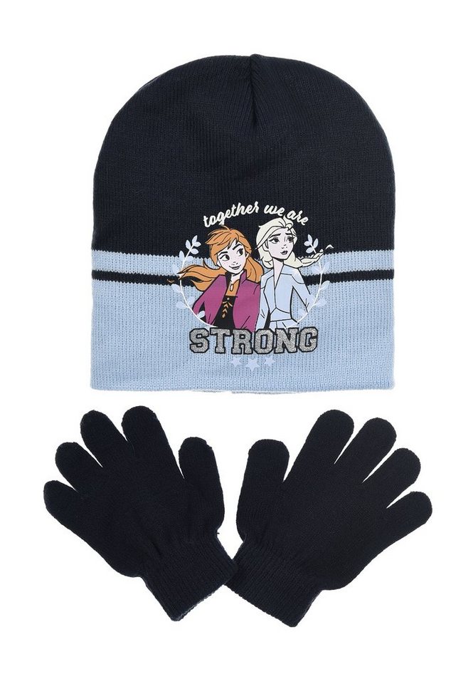 Disney Frozen Beanie Eiskönigin Anna & Elsa Kinder Mädchen Winter-Set Mütze Handschuhe (SET) von Disney Frozen