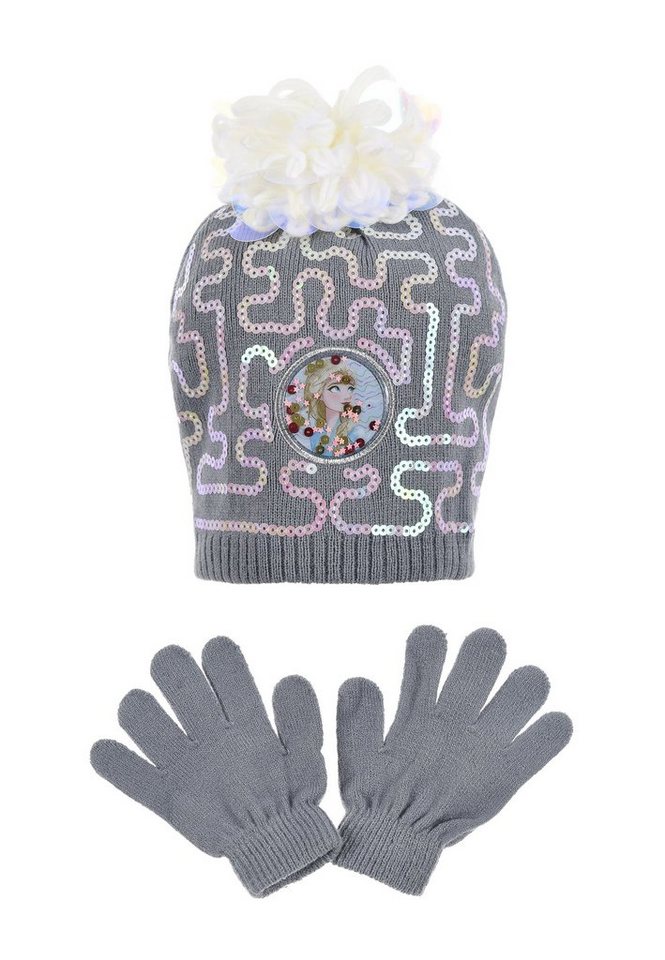 Disney Frozen Bommelmütze Eiskönigin Anna & Elsa Kinder Mädchen Winter-Mütze Handschuhe (SET) von Disney Frozen