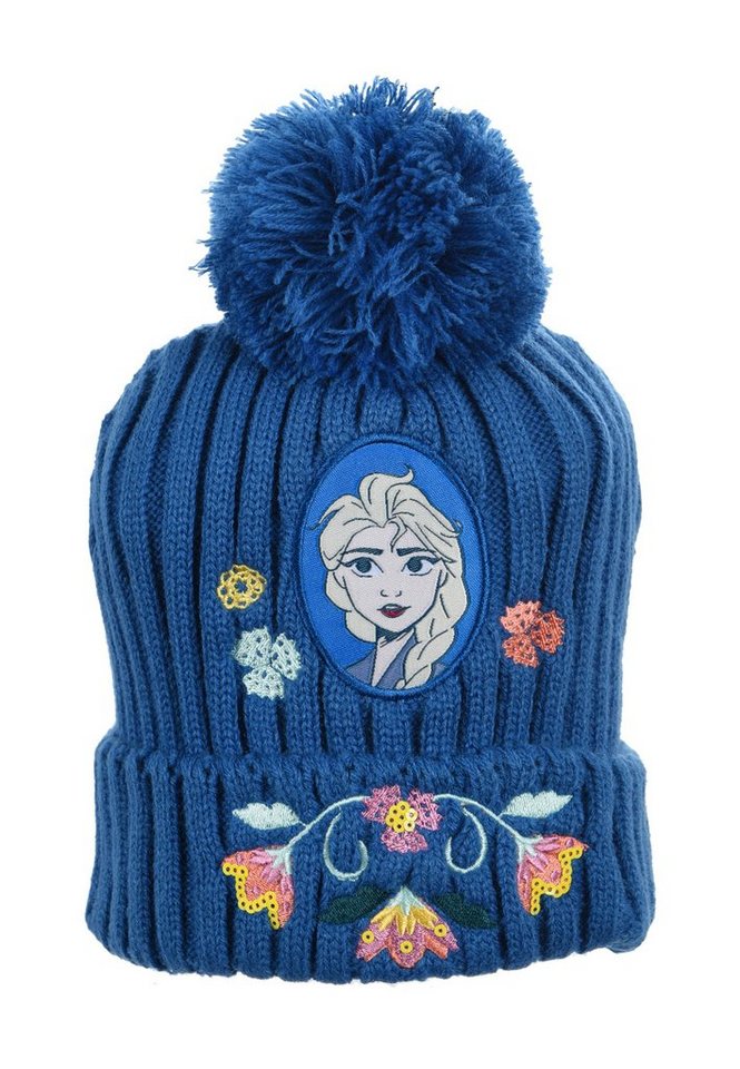 Disney Frozen Bommelmütze Eiskönigin Elsa Kinder Mädchen Winter-Mütze Strick Mütze von Disney Frozen