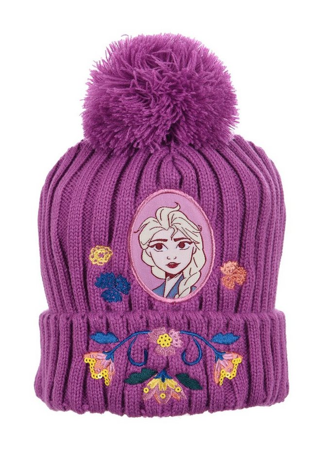 Disney Frozen Bommelmütze Eiskönigin Elsa Kinder Mädchen Winter-Mütze Strick Mütze von Disney Frozen