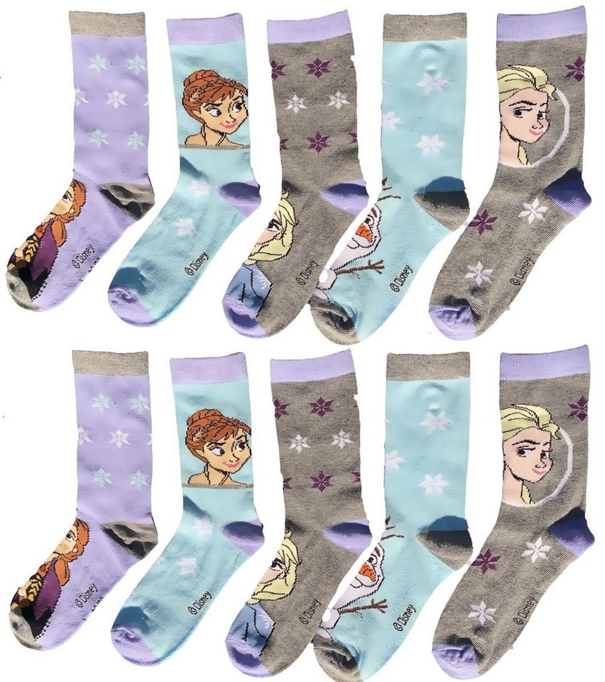 Disney Frozen Feinsocken 5x FROZEN Die Eiskönigin Anna + Elsa Mädchen Socken 5 Paar Kindersocken Kniestrümpfe Gr.27/30 31/34 35/38 von Disney Frozen