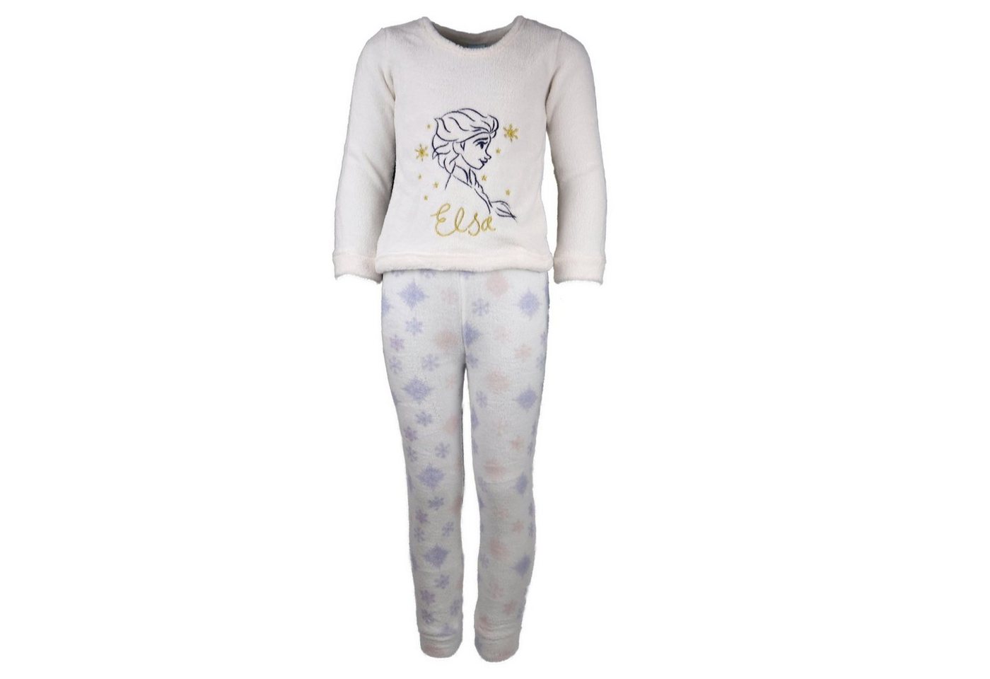 Disney Frozen Hausanzug Kinder Fleece Schlafanzug Gr. 92 bis 128, in Weiß, mit der Eiskönigin Elsa von Disney Frozen