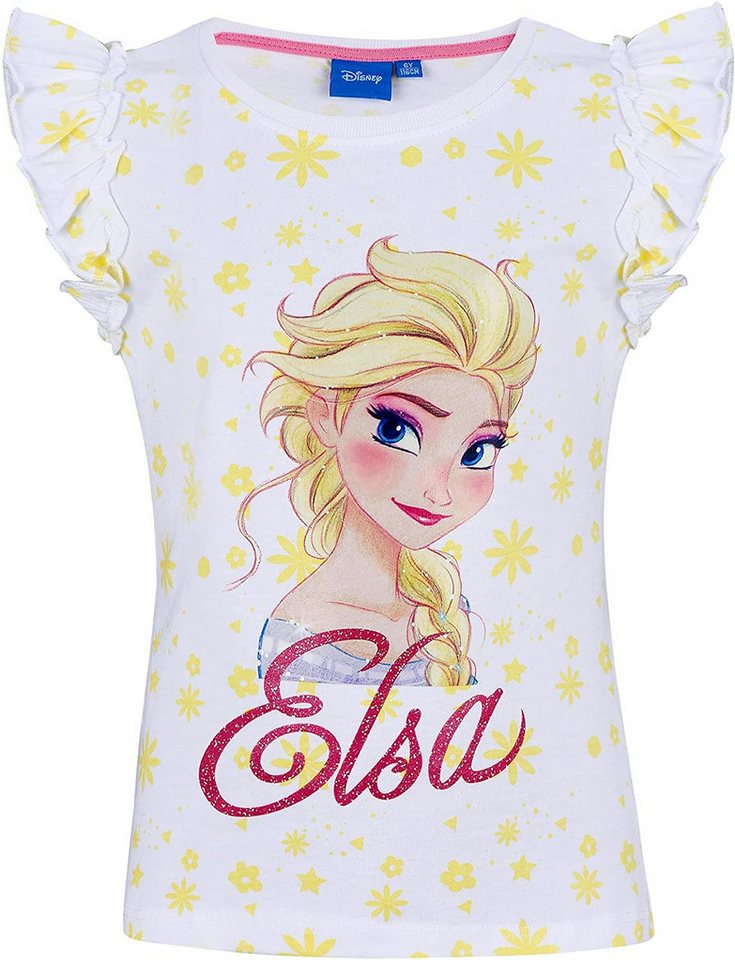 Disney Frozen Print-Shirt Frozen die Eiskönigin Anna+Elas Mädchen T-Shirt Rüschen Gr140 von Disney Frozen