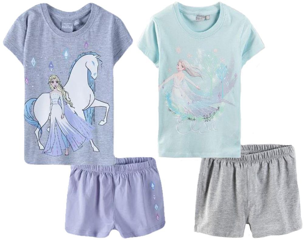 Disney Frozen Pyjama 2x Mädchen Schlafanzug kurzer Pyjama 4 Teile Gr. 104 110 128 140 von Disney Frozen