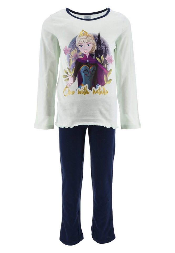 Disney Frozen Schlafanzug Die Eiskönigin Elsa Mädchen Schlafanzug Langarm Shirt + Schlaf-Hose (2 tlg) von Disney Frozen