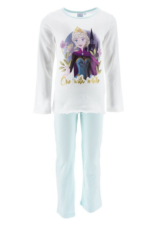 Disney Frozen Schlafanzug Die Eiskönigin Elsa Mädchen Schlafanzug Langarm Shirt + Schlaf-Hose (2 tlg) von Disney Frozen