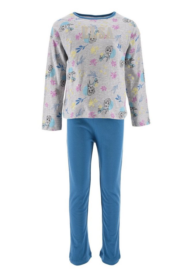 Disney Frozen Schlafanzug Eiskönigin Elsa Kinder Mädchen Schlafanzug Kinder Pyjama Langarm Shirt + Schlaf-Hose (2 tlg) von Disney Frozen