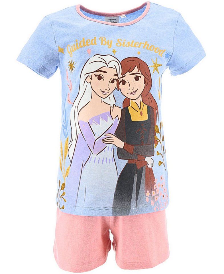 Disney Frozen Schlafanzug Elsa & Anna (2 tlg) Mädchen Shorty aus nachhaltigen Materialien Gr. 104 - 128cm von Disney Frozen