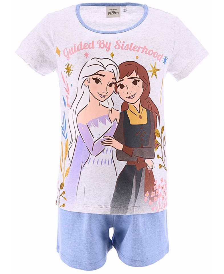 Disney Frozen Schlafanzug Elsa & Anna (2 tlg) Mädchen Shorty aus nachhaltigen Materialien Gr. 104 - 128cm von Disney Frozen
