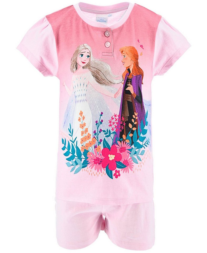 Disney Frozen Schlafanzug Elsa & Anna (2 tlg) Pyjama Set kurz - Mädchen Shorty Gr. 98-128 cm von Disney Frozen