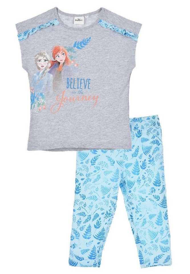 Disney Frozen Schlafanzug Kinder Mädchen Schlafanzug Kinder Pyjama kurzarm Shirt + Schlaf-Hose (2 tlg) von Disney Frozen