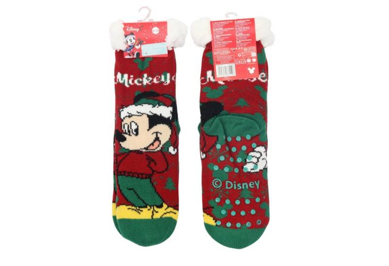 Disney Frozen Socken Disney Mickey Mouse Weihnachts Sherpa Kinder Socken mit ABS Sohle (Einzelartikel, 1 Paar) Weihnachtliches Mickey Mouse Sherpa Design mit ABS von Disney Frozen