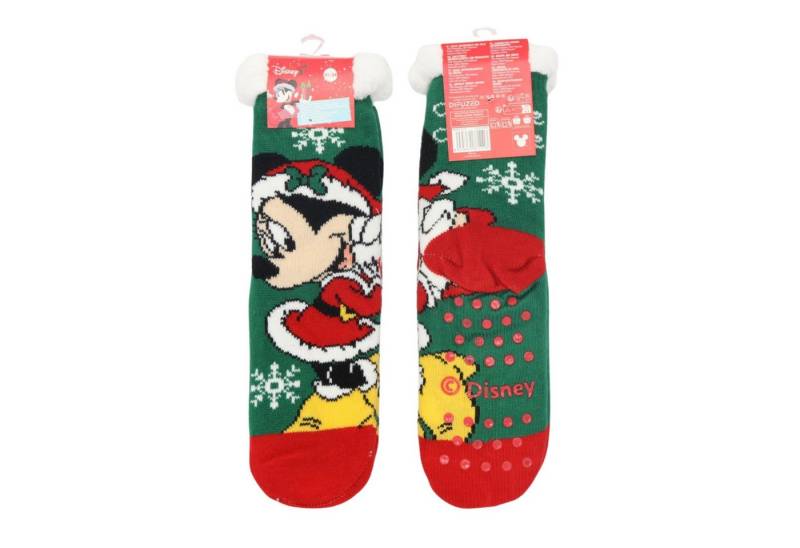 Disney Frozen Socken Disney Minnie Mouse Weihnachts Sherpa Kinder Socken mit ABS Sohle (Einzelartikel, 1 Paar) Weihnachtliches Minnie Mouse Sherpa Design mit ABS von Disney Frozen