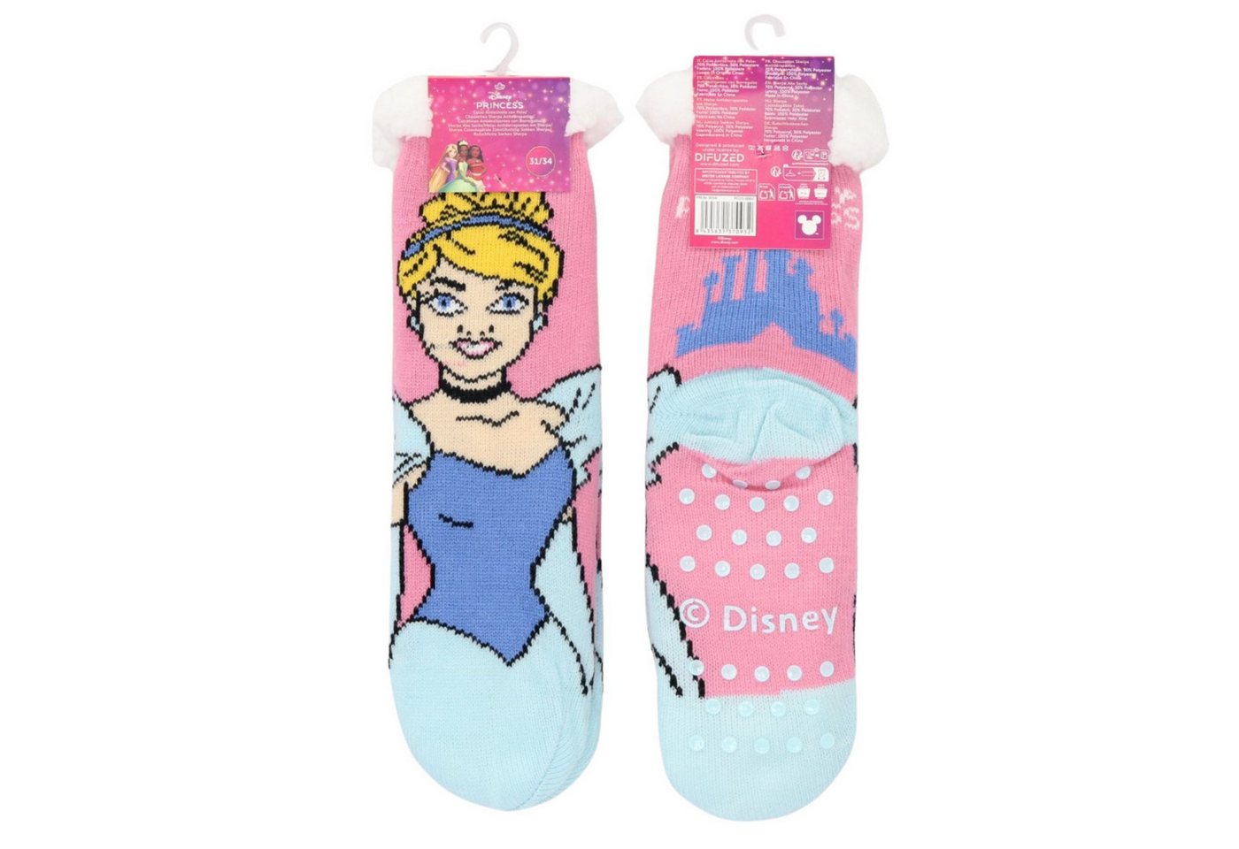 Disney Frozen Socken Disney Princess Sherpa Kinder Socken mit ABS Sohle warm und weich (Einzelartikel, 1 Paar) Princess Sherpa Design mit ABS von Disney Frozen