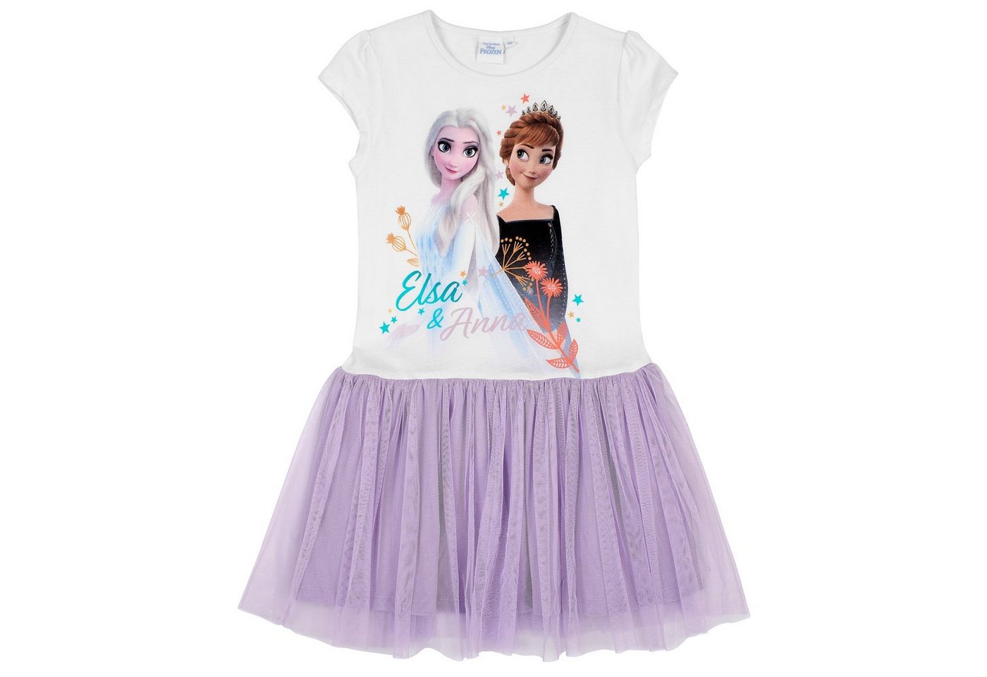 Disney Frozen Sommerkleid Eiskönigin 2 Kurzarm Kleid mit Anna und Elsa von Disney Frozen