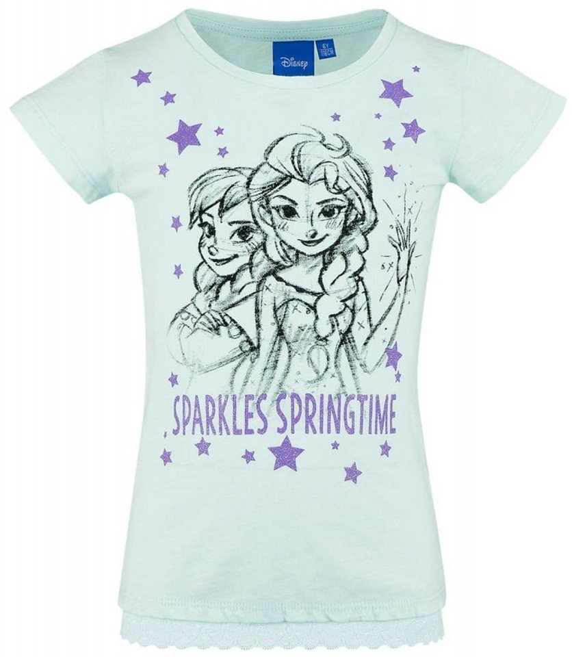 Disney Frozen T-Shirt FROZEN Die Eiskönigin T-Shirt Mädchen Türkis Rüschen 104 116 128 140 von Disney Frozen