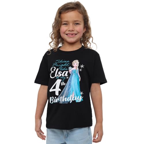 Frozen Bright Like ELSA 4th Birthday Girls T Shirt, Black, 5-6 Years von Disney Frozen