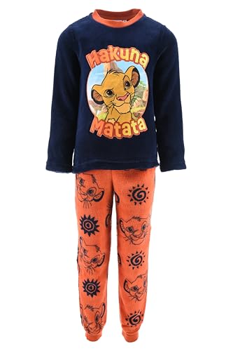 Disney Der König der Löwen Pyjama für Mädchen, T-Shirt und Lange Hose für Mädchen Simba Pyjama aus Weichem Fleece, Größe 4 Jahre | Orange von Disney